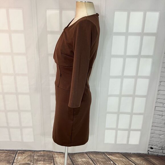 New York & Company Brown Classic 3/4 Sleeve Sheath Dress Size Small - Picture 7 of 11